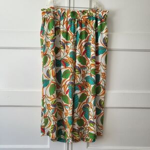 Rose + Olive Tropical Leaf Print Palazzo Pants 3X